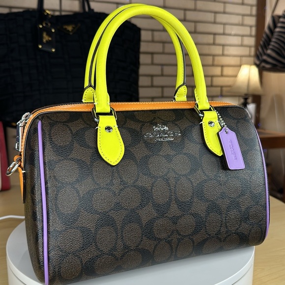 Coach Handbags - 💥COACH - Rowan Satchel In Colorblock Signature Canvas Silver/Brown/Iris Multi